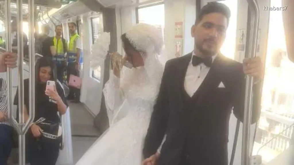 Couple Celebrates Wedding on Cairo’s Monorail Amid Festive Atmosphere