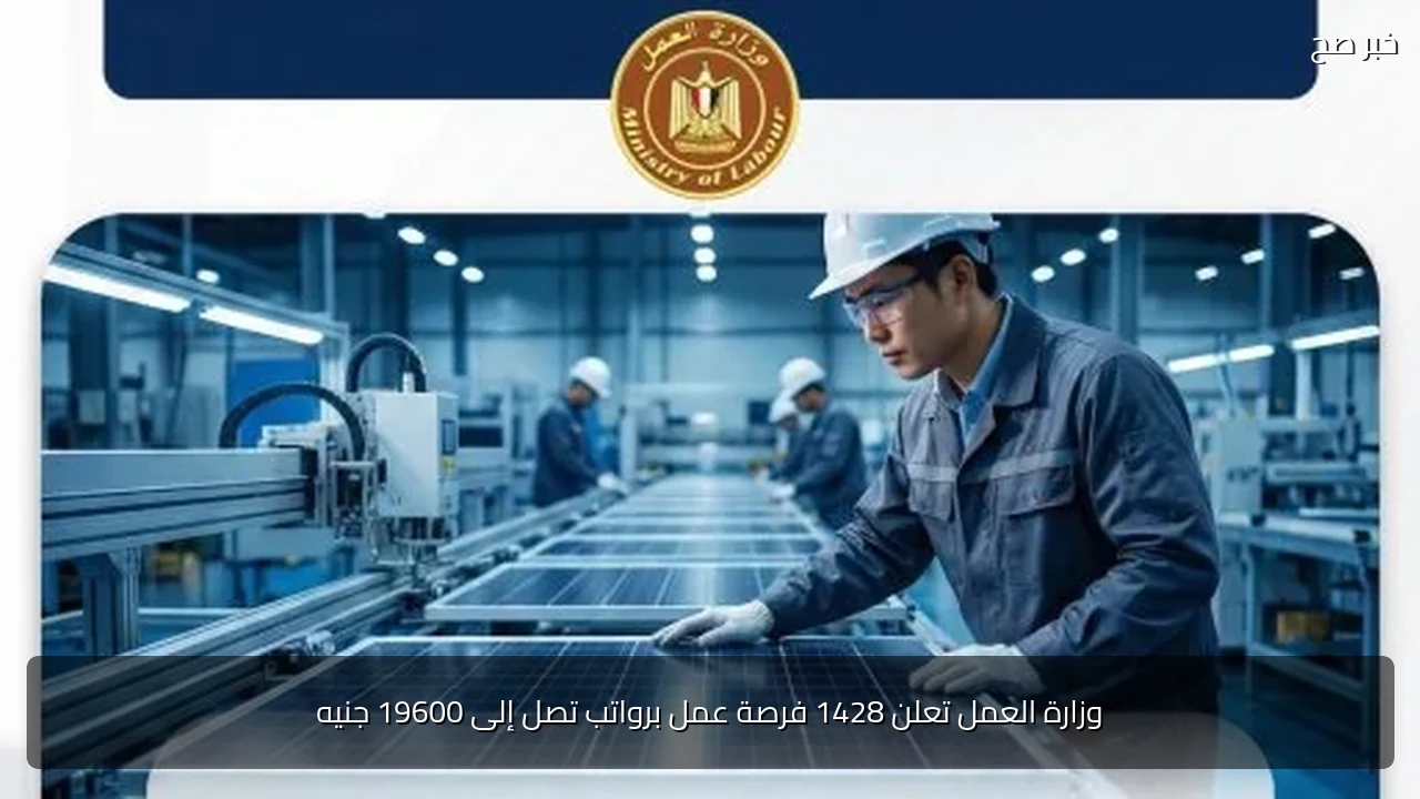 وزارة العمل تعلن 1428 فرصة عمل برواتب تصل إلى 19600 جنيه