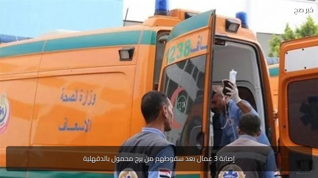 إصابة 3 عمال بعد سقوطهم من برج محمول بالدقهلية