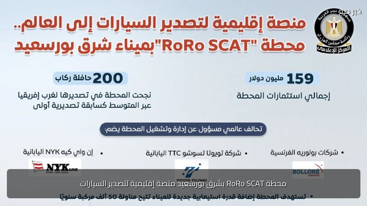 محطة RoRo SCAT بشرق بورسعيد منصة إقليمية لتصدير السيارات