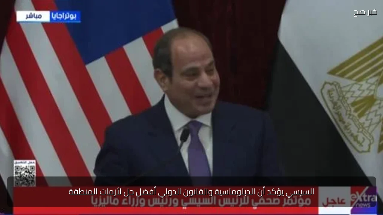 السيسي يؤكد أن الدبلوماسية والقانون الدولي أفضل حل لأزمات المنطقة