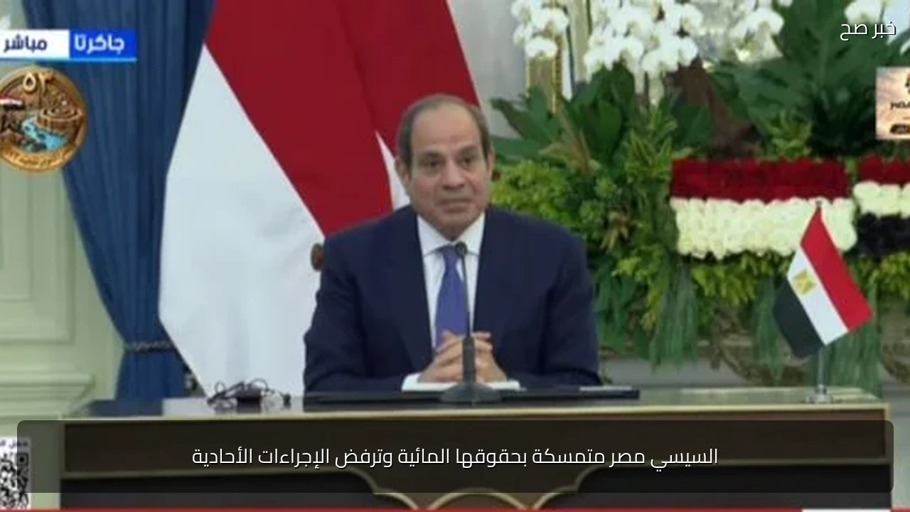 السيسي مصر متمسكة بحقوقها المائية وترفض الإجراءات الأحادية