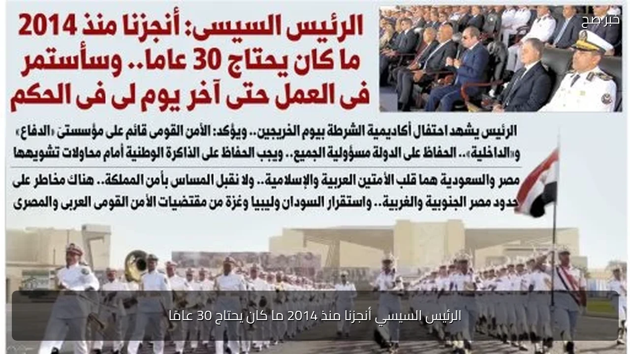 الرئيس السيسي أنجزنا منذ 2014 ما كان يحتاج 30 عامًا