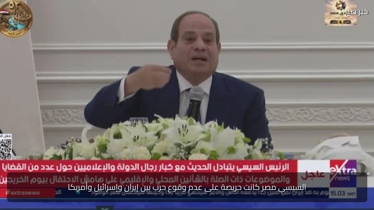 السيسي مصر كانت حريصة على عدم وقوع حرب بين إيران وإسرائيل وأمريكا