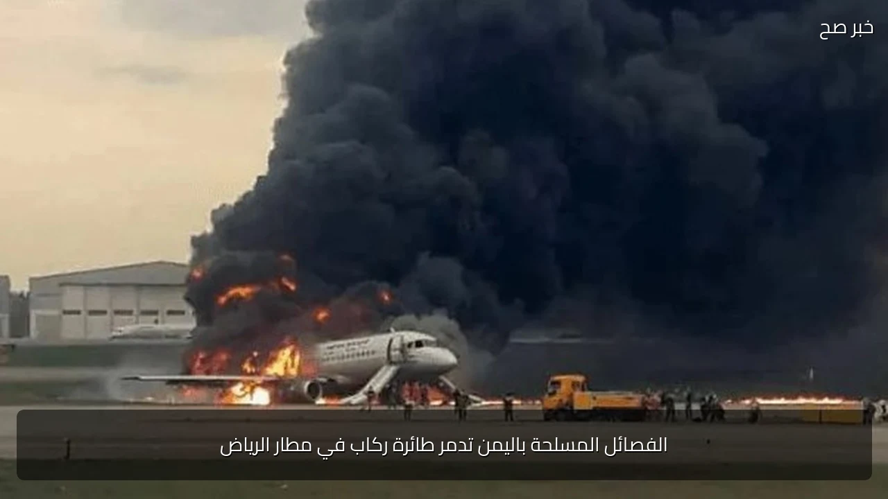 الفصائل المسلحة باليمن تدمر طائرة ركاب في مطار الرياض