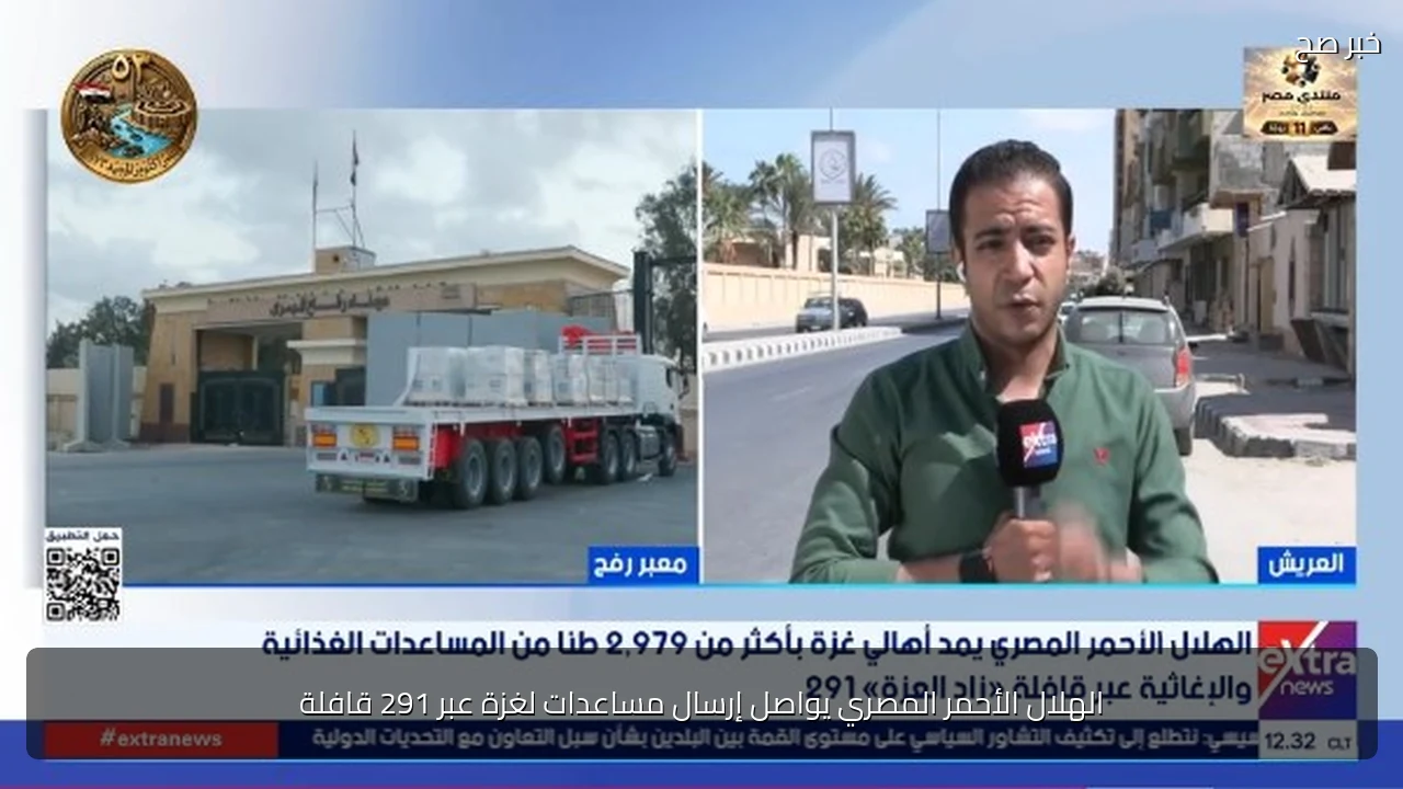 الهلال الأحمر المصري يواصل إرسال مساعدات لغزة عبر 291 قافلة
