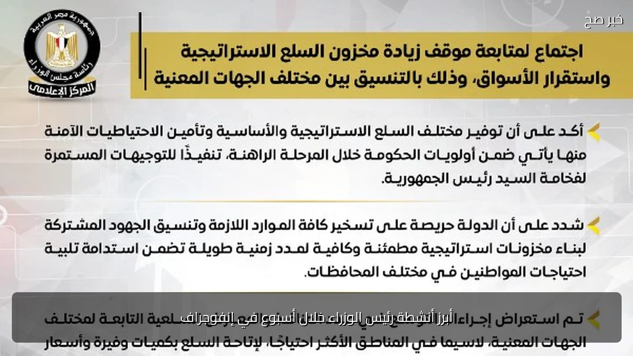 أبرز أنشطة رئيس الوزراء خلال أسبوع في إنفوجراف