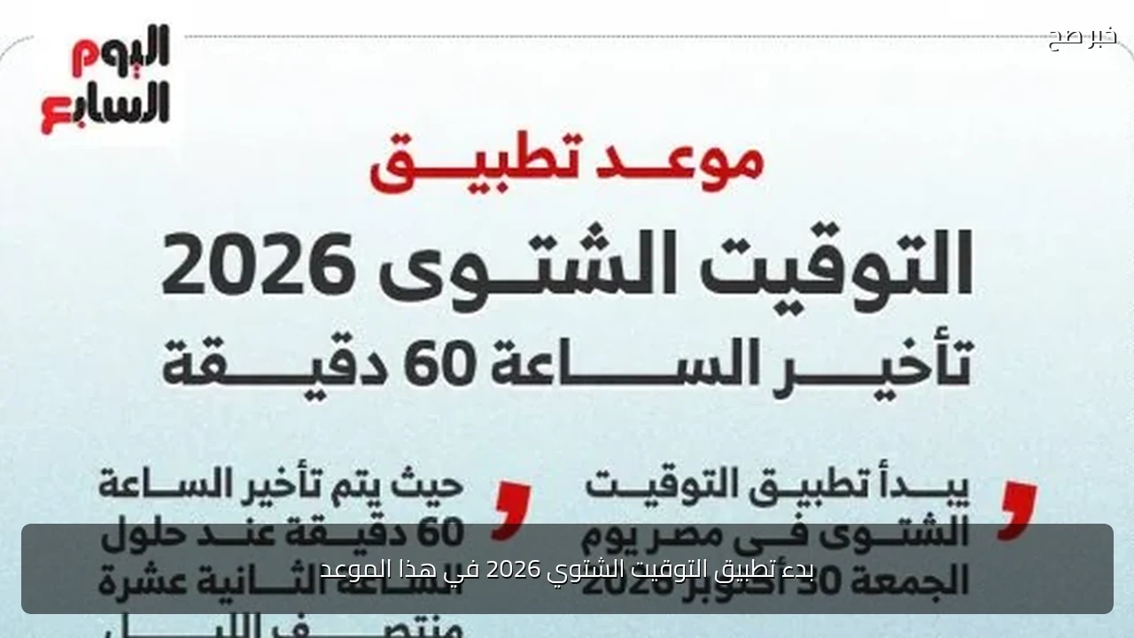بدء تطبيق التوقيت الشتوي 2026 في هذا الموعد