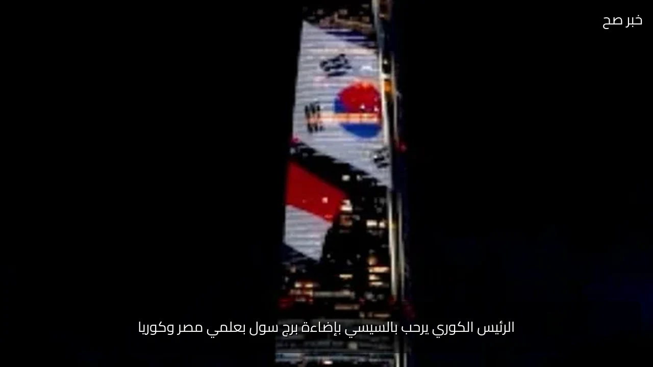 الرئيس الكوري يرحب بالسيسي بإضاءة برج سول بعلمي مصر وكوريا