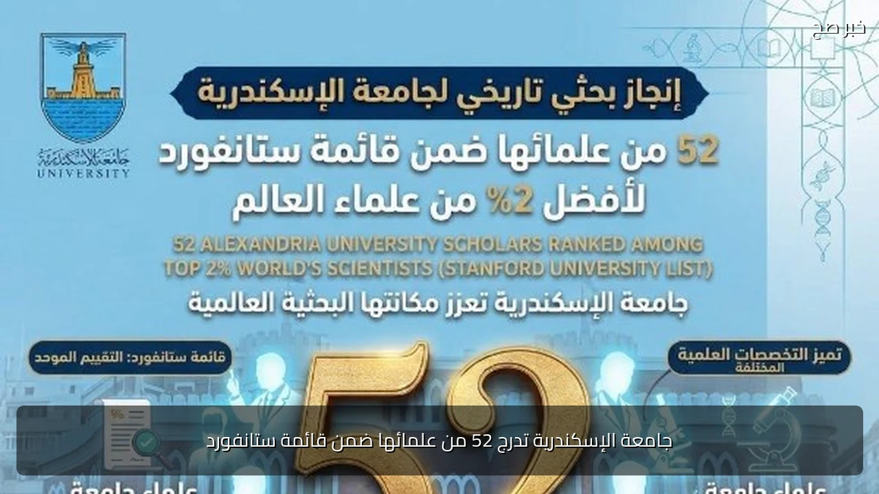 جامعة الإسكندرية تدرج 52 من علمائها ضمن قائمة ستانفورد