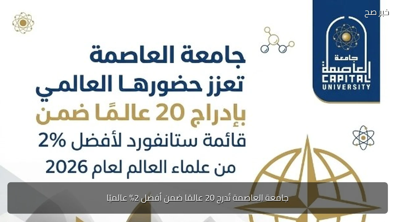 جامعة العاصمة تُدرج 20 عالمًا ضمن أفضل 2% عالميًا