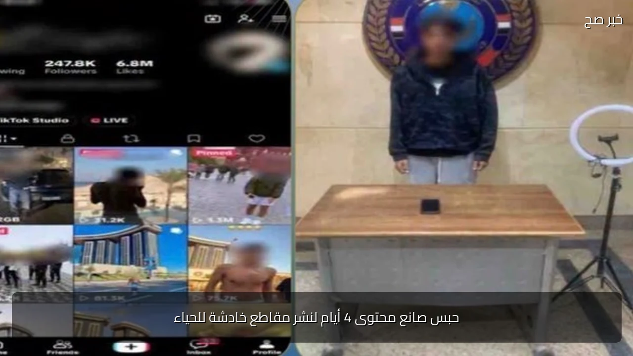 حبس صانع محتوى 4 أيام لنشر مقاطع خادشة للحياء