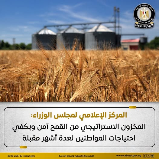 مجلس الوزراء يوضح حقيقة مخزون القمح الاستراتيجي في مصر مجلس الوزراء يوضح حقيقة مخزون القمح الاستراتيجي في مصر