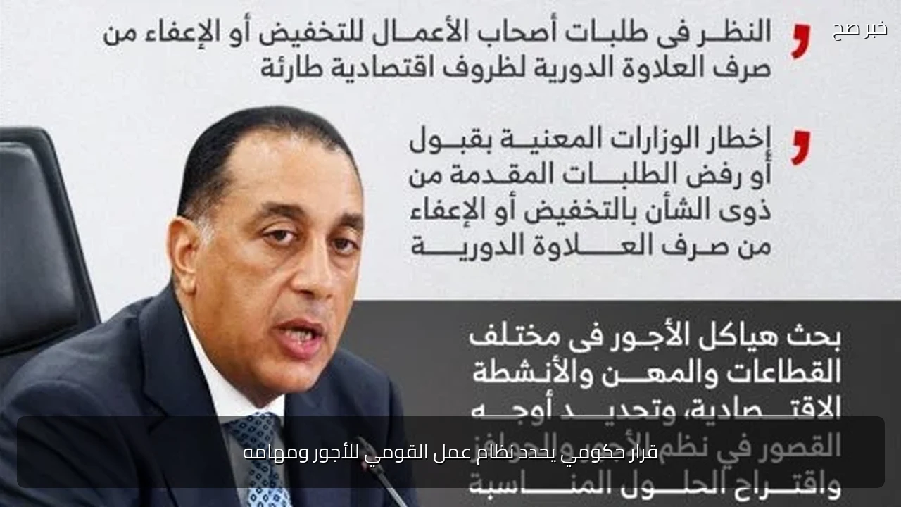 قرار حكومي يحدد نظام عمل القومي للأجور ومهامه