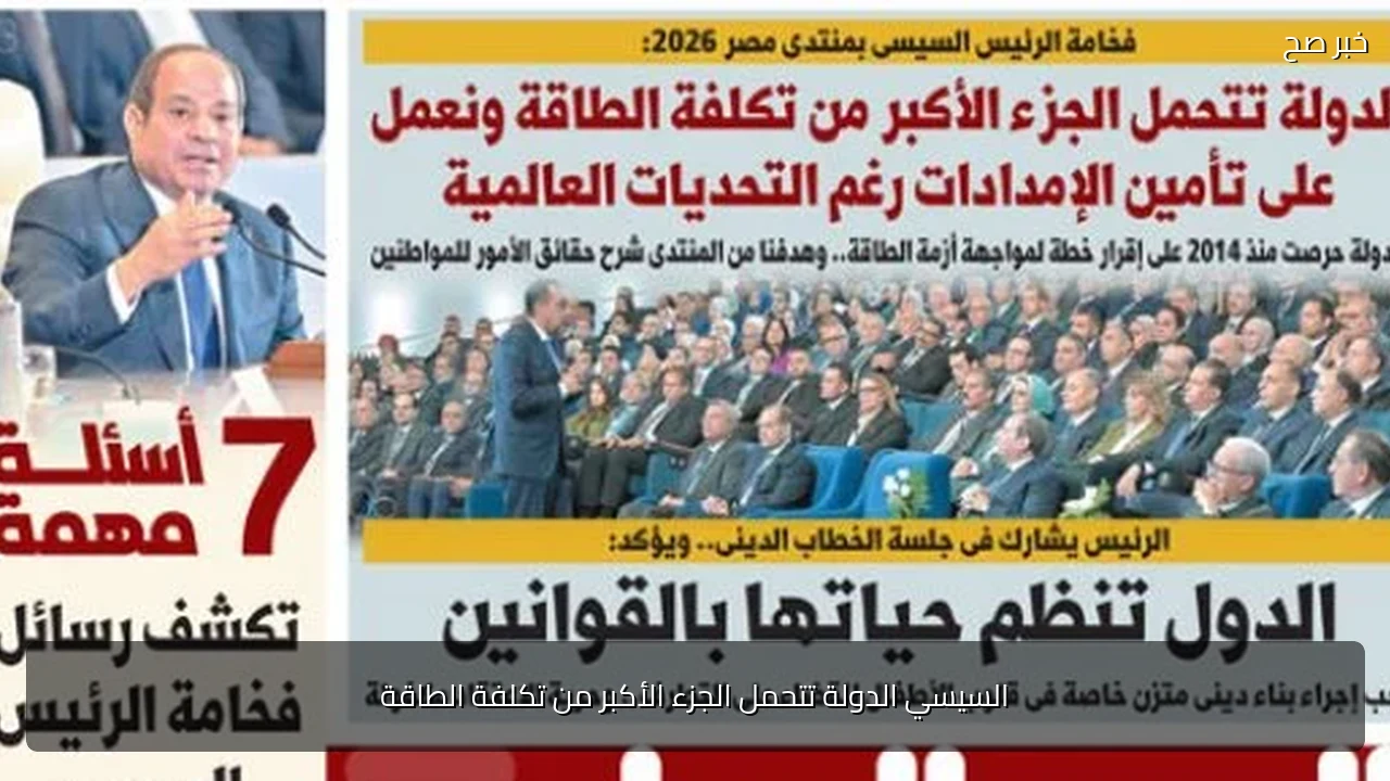 السيسي الدولة تتحمل الجزء الأكبر من تكلفة الطاقة