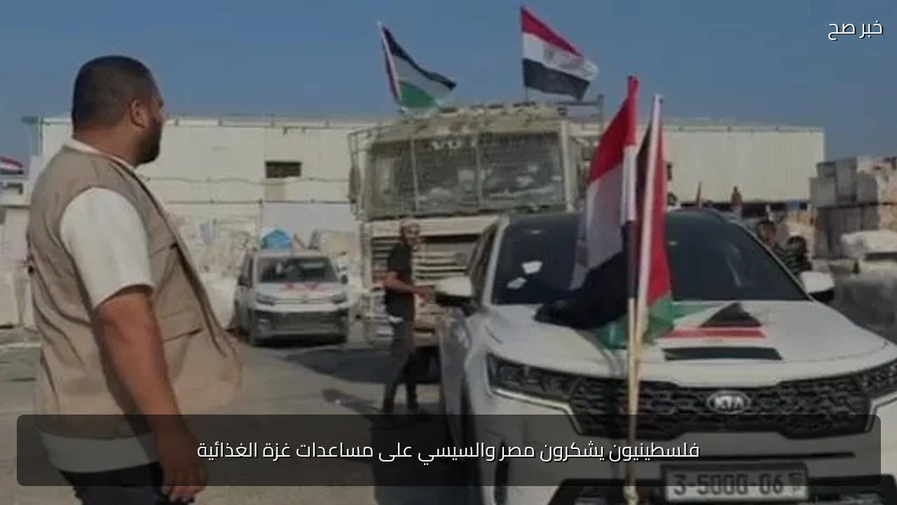 فلسطينيون يشكرون مصر والسيسي على مساعدات غزة الغذائية