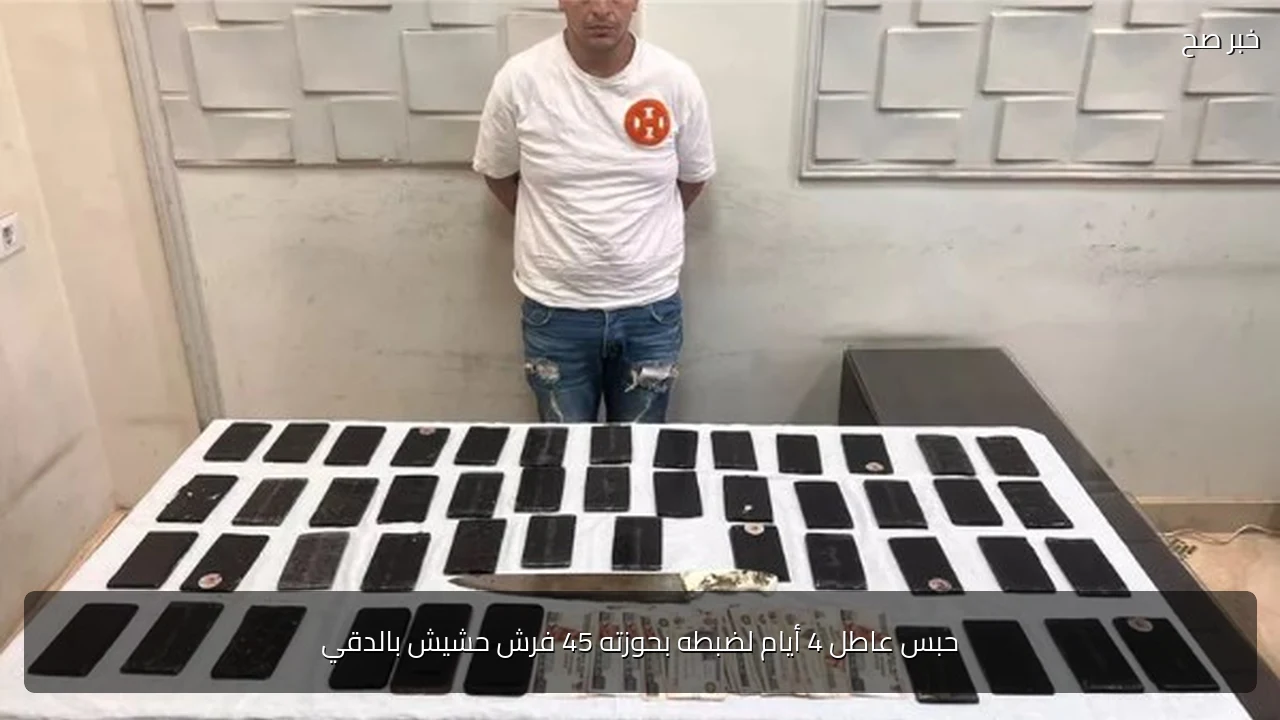 حبس عاطل 4 أيام لضبطه بحوزته 45 فرش حشيش بالدقي