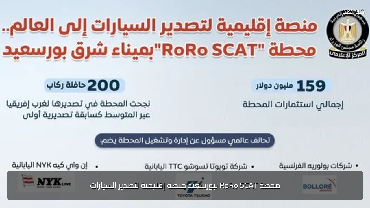 محطة RoRo SCAT ببورسعيد منصة إقليمية لتصدير السيارات