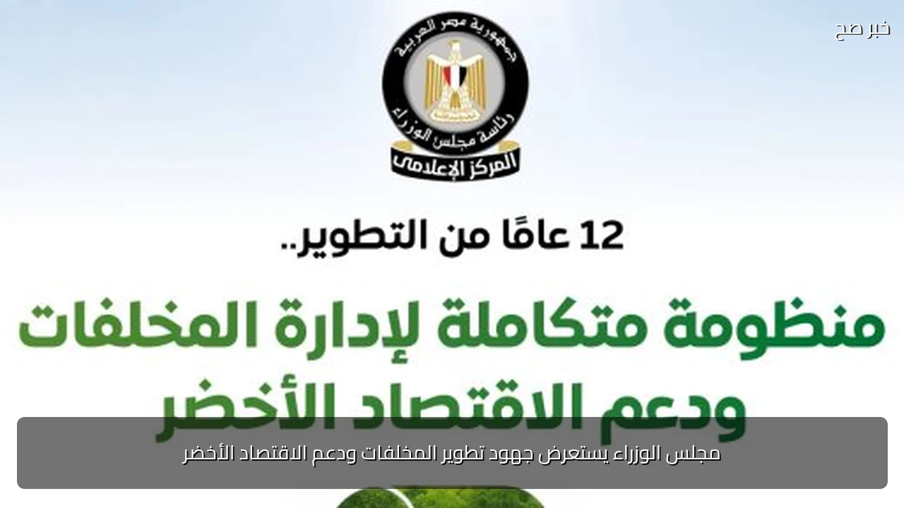 مجلس الوزراء يستعرض جهود تطوير المخلفات ودعم الاقتصاد الأخضر