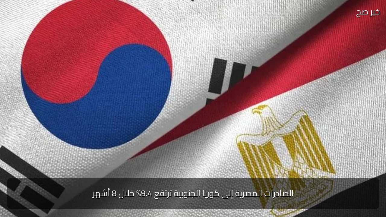 الصادرات المصرية إلى كوريا الجنوبية ترتفع 9.4% خلال 8 أشهر