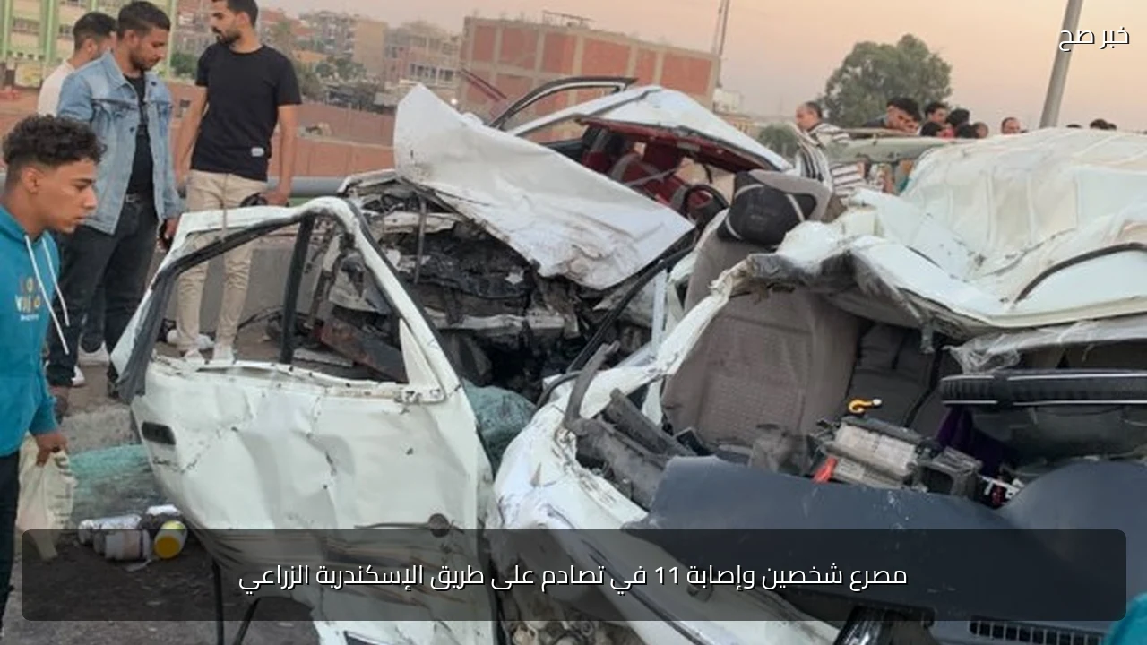 مصرع شخصين وإصابة 11 في تصادم على طريق الإسكندرية الزراعي