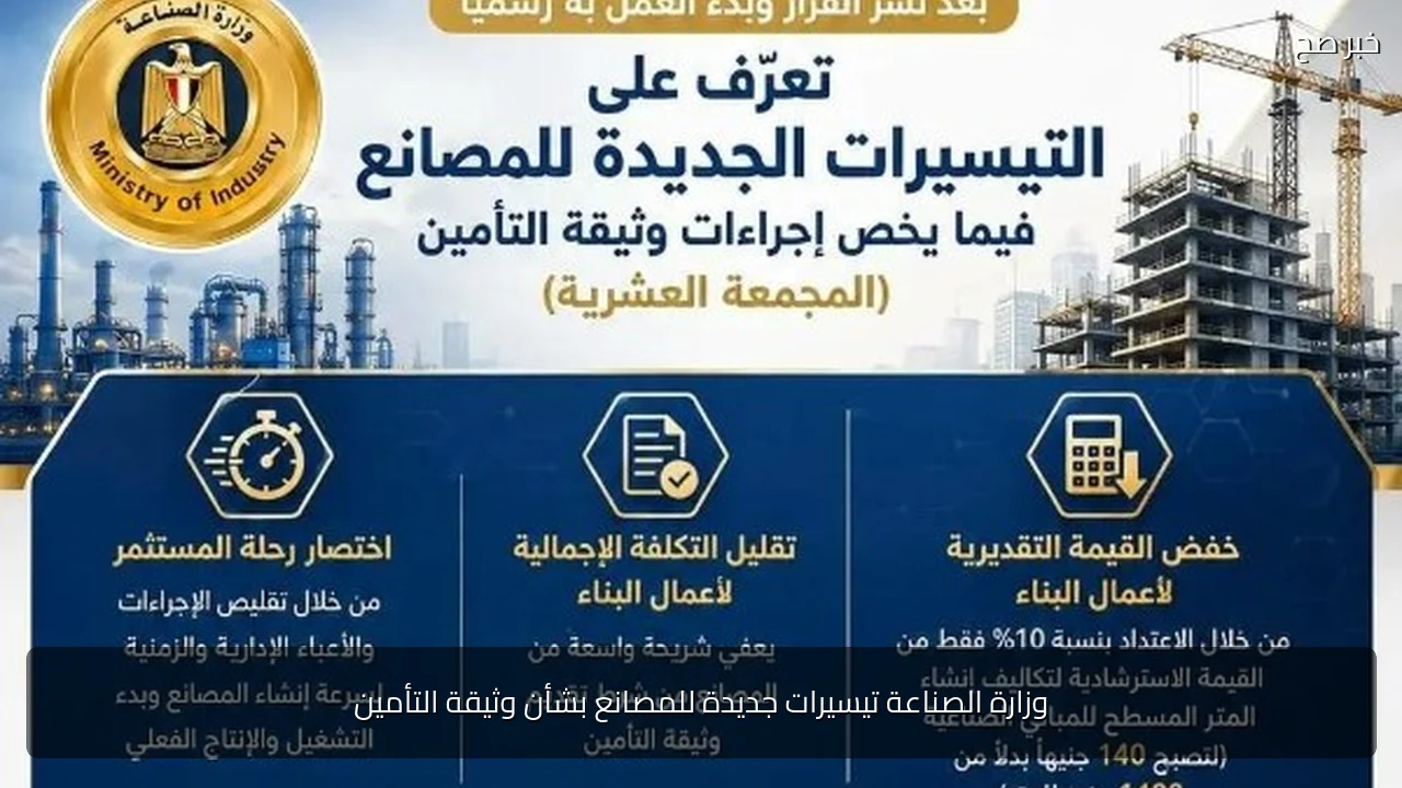 وزارة الصناعة تيسيرات جديدة للمصانع بشأن وثيقة التأمين
