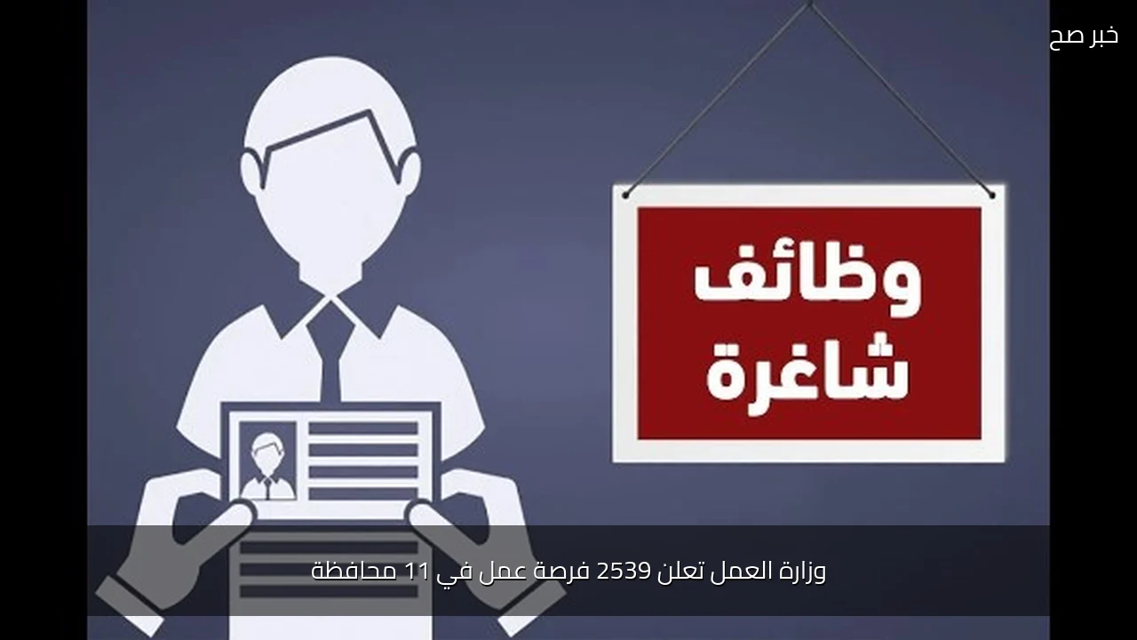 وزارة العمل تعلن 2539 فرصة عمل في 11 محافظة