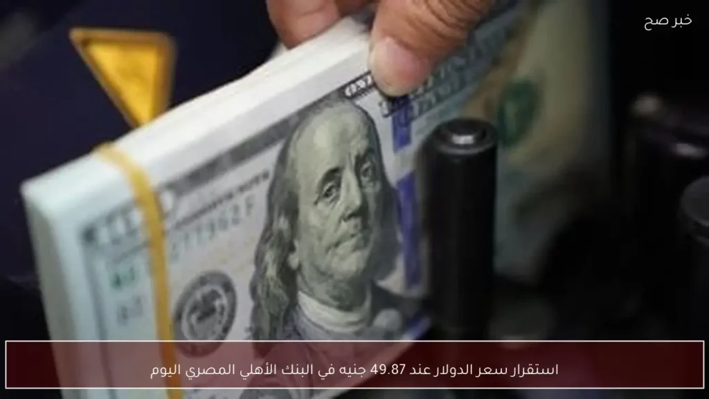 استقرار سعر الدولار عند 49.87 جنيه في البنك الأهلي المصري اليوم