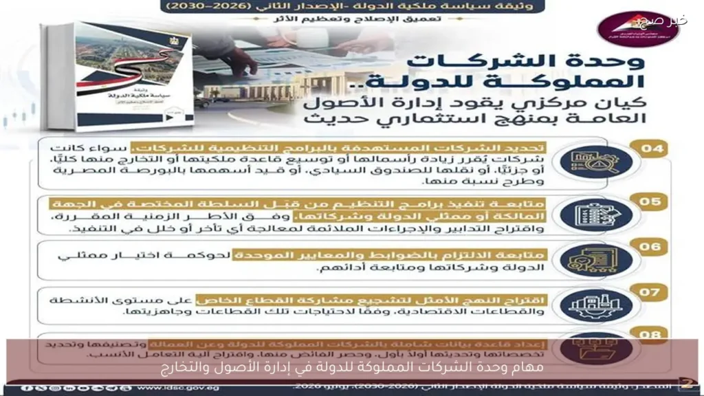 مهام وحدة الشركات المملوكة للدولة في إدارة الأصول والتخارج