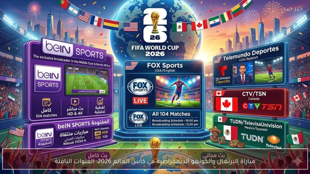 مباراة البرتغال والكونغو الديمقراطية في كأس العالم 2026: القنوات الناقلة