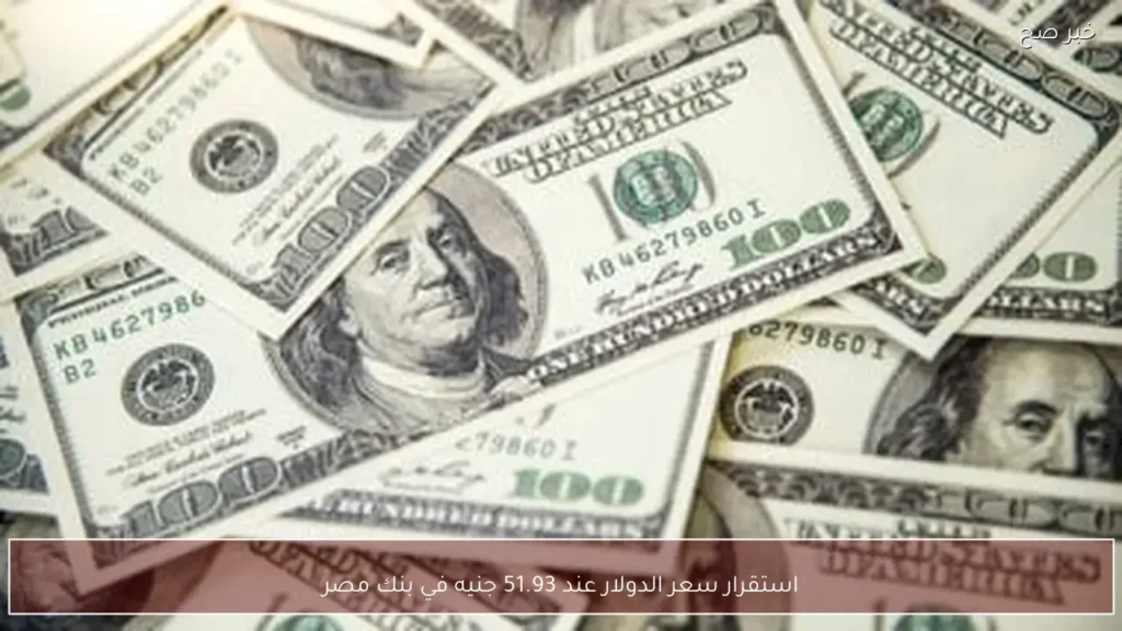 استقرار سعر الدولار عند 51.93 جنيه في بنك مصر