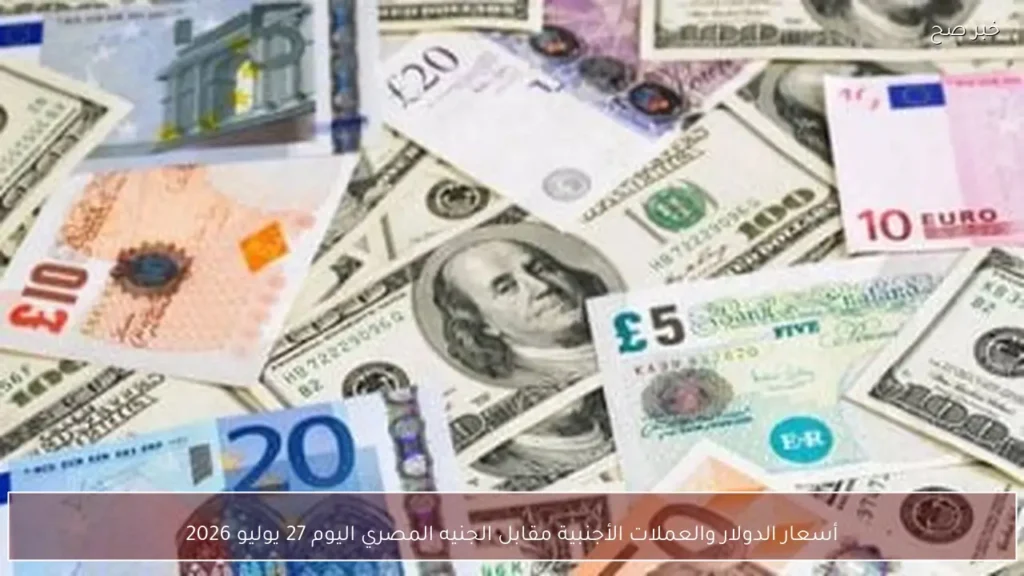 أسعار الدولار والعملات الأجنبية مقابل الجنيه المصري اليوم 27 يوليو 2026
