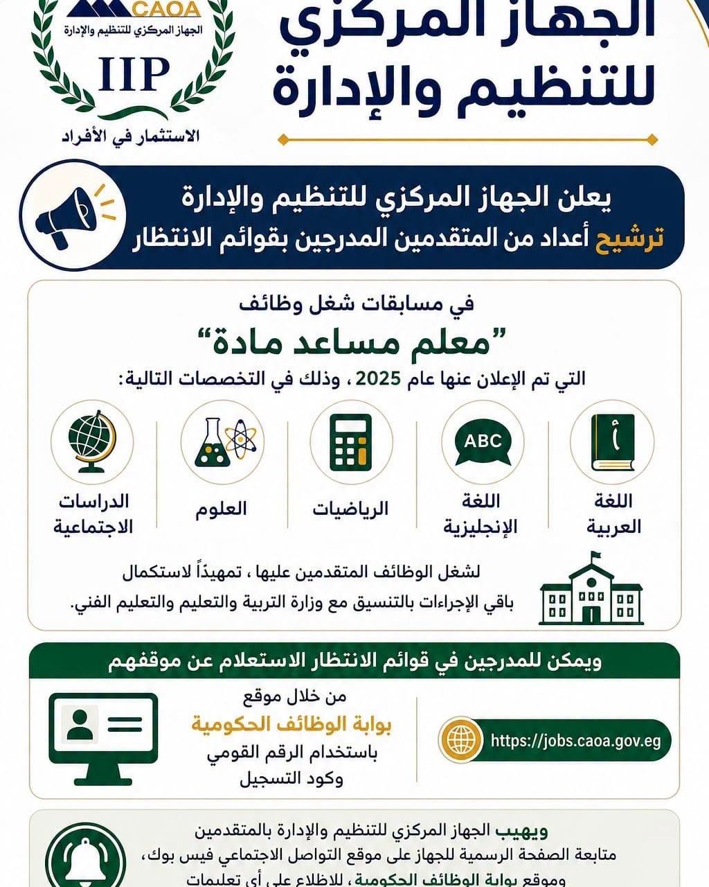 الإعلان عن نتيجة مسابقة لشغل وظائف