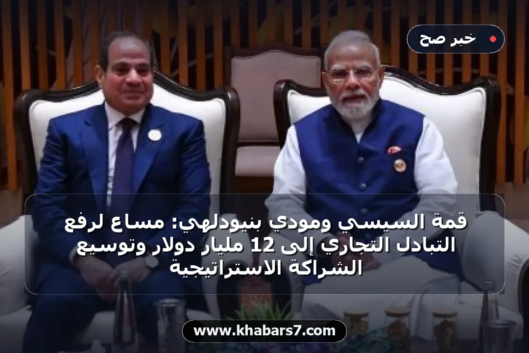 قمة السيسي ومودي بنيودلهي: مساعٍ لرفع التبادل التجاري إلى 12 مليار دولار وتوسيع الشراكة الاستراتيجية