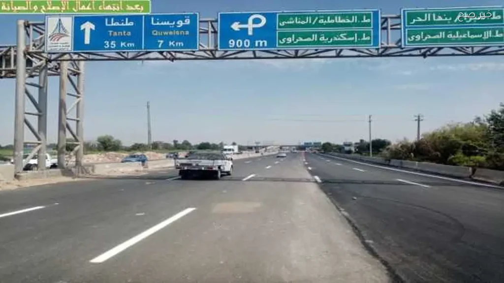 استئناف حركة المرور بكوبري بنها على طريق الإسكندرية الزراعي