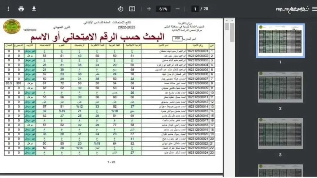 إعلان نتائج السادس الابتدائي 2026 في العراق عبر موقع نتائجنا