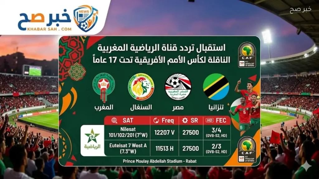 استقبال تردد قناة الرياضية المغربية الناقلة لكأس الأمم الأفريقية تحت 17 عام 
