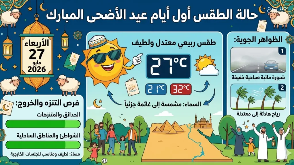 توقعات حالة الطقس أول أيام عيد الأضحى وتحذيرات الأرصاد الجوية