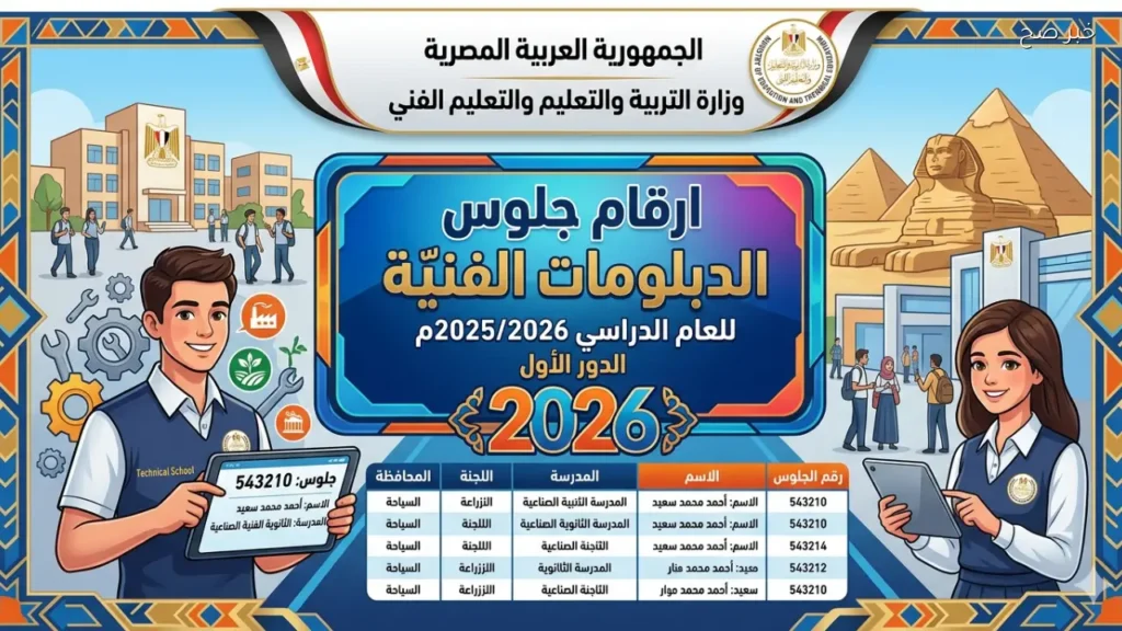 أرقام جلوس الدبلومات الفنية والية الاستعلام الرسمية قبل الامتحانات