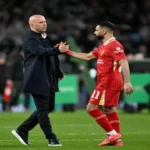 سلوت يوجه رسالة وداع لمحمد صلاح ويكشف عن رد فعله بعد الاستبدال