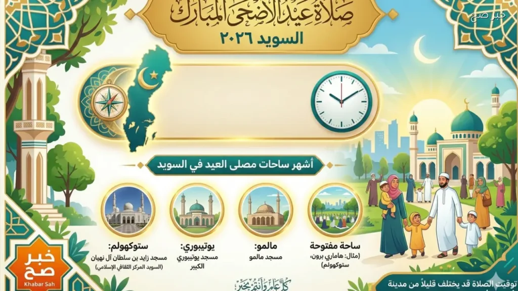 موعد صلاة عيد الأضحى في السويد 2026 وأشهر ساحات الصلاة الإسلامية