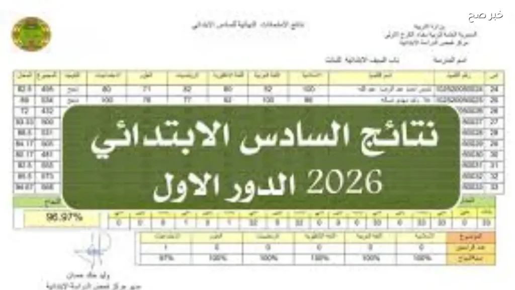 نتائج السادس الابتدائي الدور الأول بالعراق عبر موقع الوزارة الرسمي