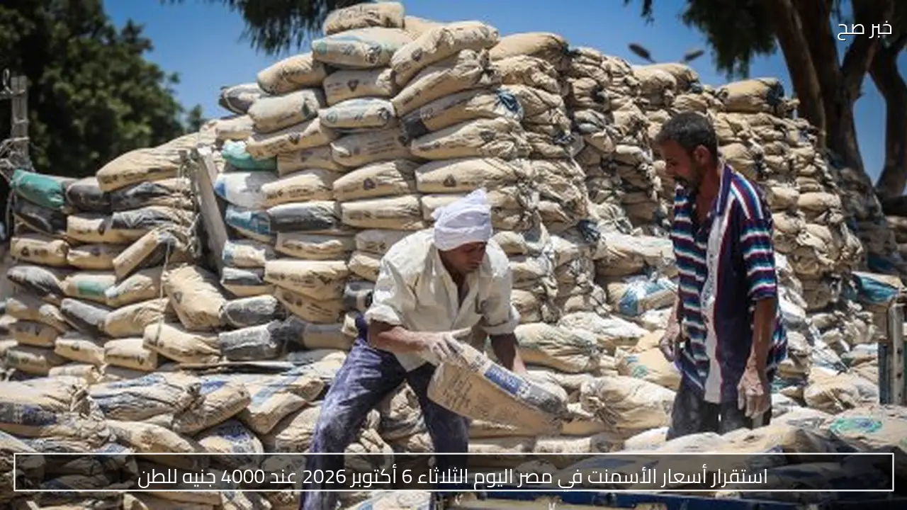 استقرار أسعار الأسمنت في مصر اليوم الثلاثاء 6 أكتوبر 2026 عند 4000 جنيه للطن