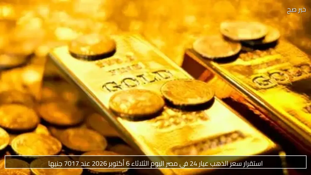 استقرار سعر الذهب عيار 24 في مصر اليوم الثلاثاء 6 أكتوبر 2026 عند 7017 جنيها